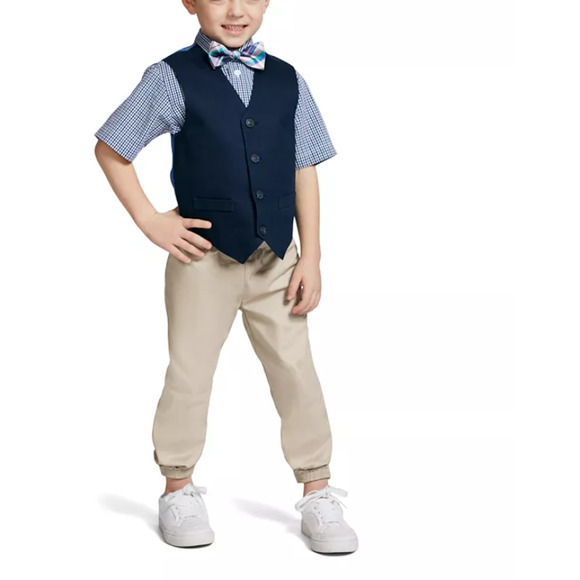 Nautica Short Sleeve 4 Piece  Twill Vest Set Boys Size 5 NWT - Picture 1 of 7